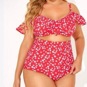 Red Floral Underwire Bikini Top